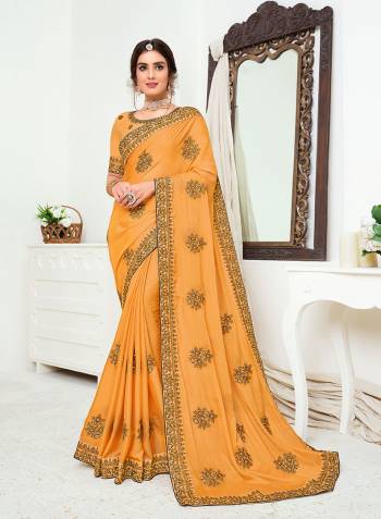 Adorn The Pretty Angelic Look Wearing This Heavy Designer Saree In Light Base Color Paired With Contrasting Colored Blouse. This Saree Is Fabricated On Chinon Silk Paired With Chinon Silk Fabricated Blouse. Its Pretty Color Pallete Will Give An Attractive Thread Embroidery Look To Your Personality. 