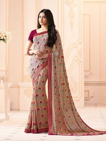Adorn The Pretty Angelic Look Wearing This Heavy Designer Saree In Paired With Contrasting Blouse. This Saree Is Fabricated On Georgette Paired With Banglori Silk Fabricated Blouse. Its Pretty Color Pallete Will Give An Attractive Look To Your Personality. 