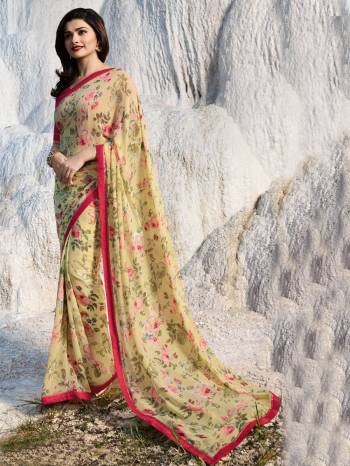 Adorn The Pretty Angelic Look Wearing This Heavy Designer Saree In Paired With Contrasting Blouse. This Saree Is Fabricated On Georgette Paired With Banglori Silk Fabricated Blouse. Its Pretty Color Pallete Will Give An Attractive Look To Your Personality. 