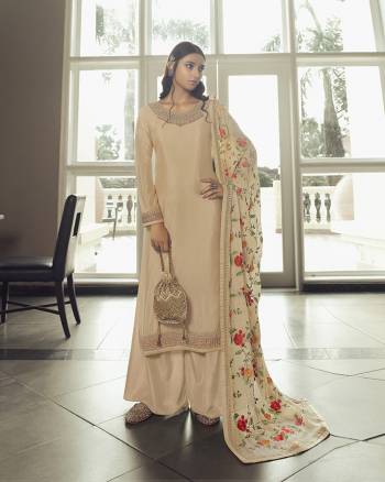 Flaunt Your Rich and Elegant Taste Wearing This Designer Heavy Straight Cut Suit In Dark Color. Its Lovely Heavy Embroidered Top Is Fabricated On Chinon Silk Paired With Santoon Bottom And Chinon Fabricated Dupatta With Lace Border Embroidery. Buy This Elegant Designer Piece Now. 