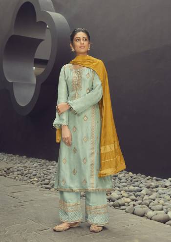 Look Pretty This In This Designer Straight Suit In Fancy Color. This Beautiful Dress Material Is Fabricated On Silk Jacquard Paired With Santoon Bottom With Embroided And Muslin Jacquard Silk Fabricated Dupatta. Buy Now. 