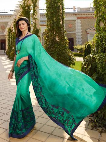 Adorn The Pretty Angelic Look Wearing This Heavy Designer Saree In Paired With Contrasting Colored Blouse. This Saree Is Fabricated On Georgette Paired With Banglori Silk Fabricated Blouse. Its Pretty Color Pallete Will Give An Attractive Look To Your Personality. 