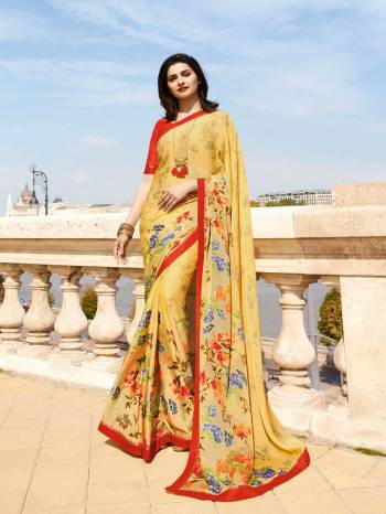 Adorn The Pretty Angelic Look Wearing This Heavy Designer Saree In Paired With Contrasting Colored Blouse. This Saree Is Fabricated On Georgette Paired With Banglori Silk Fabricated Blouse. Its Pretty Color Pallete Will Give An Attractive Look To Your Personality. 