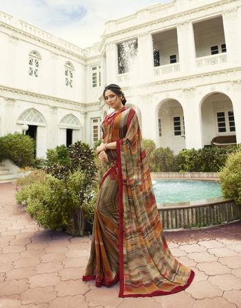 Celebrate This Festive Season In This Very Pretty Colored Designer Saree Paired With Contrasting Colored Blouse. This Saree Is Georgette Base and Blouse Are Banglori Silk Based Beautified With Printed. 