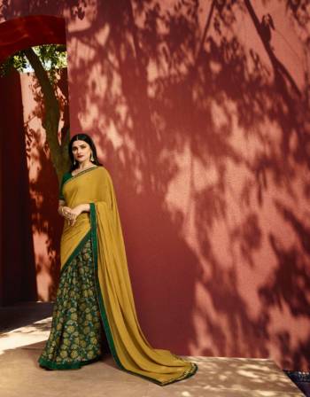 Celebrate This Festive Season In This Very Pretty Colored Designer Saree Paired With Contrasting Colored Blouse. This Saree Is Georgette Base and Blouse Are Banglori Silk Based Beautified With Printed. 