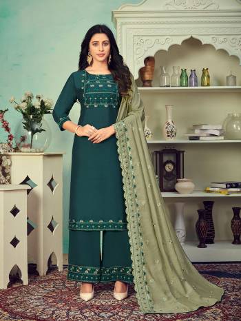 Here Is A Beautiful Heavy Designer Suit In All Over Color. Its Heavy Embroidered Top And Bottom Are Chinon Based Paired With Stiched And Gadwal Cotton Dupatta Are Embroidered. Its Fabrics Are Light Weight And Easy To Carry All Day Long. 