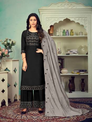 Here Is A Beautiful Heavy Designer Suit In All Over Color. Its Heavy Embroidered Top And Bottom Are Chinon Based Paired With Stiched And Gadwal Cotton Dupatta Are Embroidered. Its Fabrics Are Light Weight And Easy To Carry All Day Long. 