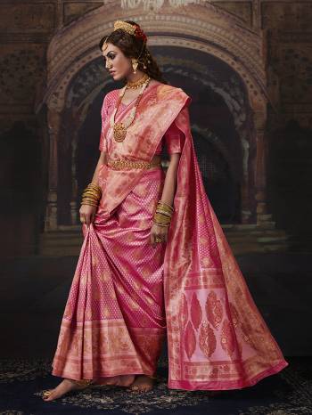 Look Attractive Wearing This Colored Saree Paired With Maching Colored Blouse.  This Heavy Designer Saree Is Banarasi Silk Based Which Gives A Rich Look To Your Personality. Buy This Pretty Saree Now.