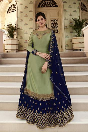 Beautiful looks in this Fine COLOR fabric On Art Silk with inner  and SHARARA semi stiched type and bottom chudidar style suit with embroidered floral patterns on the yoke and sleeves. Comes with matching dupatta.