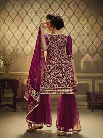 Celebrate This Festive Season With Beauty And Comfort Wearing This Heavy Designer Sharara Suit In Fentastic Color. Its Top Is Fabricated on Soft Net Paired With Soft Net Fabricated Bottom And Soft Net Dupatta With Exlent Sequance Embroidery.?