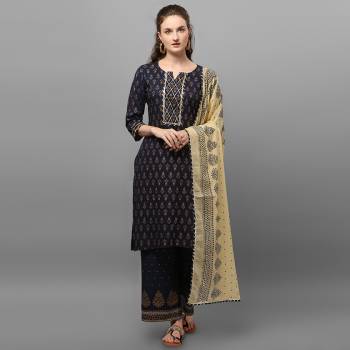 Grab This Readymade Suit In Fine Color Fabricated On Rayon Beautified With Printed and Pant On Packet. It Is Light In Weight And Easy To Carry All Day Long. 