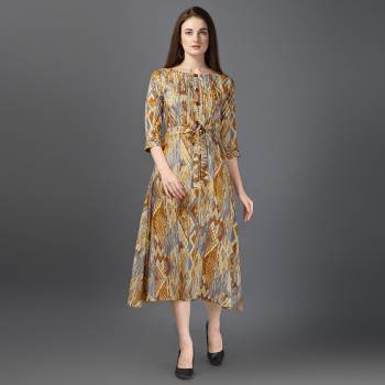 Grab This Readymade Long Kurti In Fine Color Fabricated On Rayon Beautified With Printed. It Is Light In Weight And Easy To Carry All Day Long. 