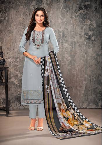 Celebrate This Festive Season With Beauty And Comfort Wearing This Designer Suit In Fentastic Color. Its Top Is Fabricated on Jam Cotton Paired With Embroidery And Cotton Fabricated Bottom And Chinon Dupatta With Exlent Digital Print.?