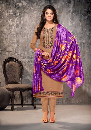 Celebrate This Festive Season With Beauty And Comfort Wearing This Designer Suit In Fentastic Color. Its Top Is Fabricated on Jam Cotton Paired With Embroidery And Cotton Fabricated Bottom And Chinon Dupatta With Exlent Digital Print.?