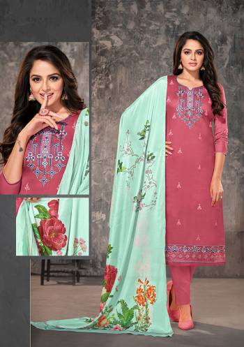 Celebrate This Festive Season With Beauty And Comfort Wearing This Designer Suit In Fentastic Color. Its Top Is Fabricated on Jam Cotton Paired With Embroidery And Cotton Fabricated Bottom And Chinon Dupatta With Exlent Digital Print.?