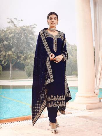 Celebrate This Festive Season With Beauty And Comfort In This Designer Straight Suit In All Over Color. Its Embroidered Top And Dupatta Are Fabricated On Faux Georgette Paired With Santoon Fabricated Bottom. Get This Semi-Stitched Suit Now. 

