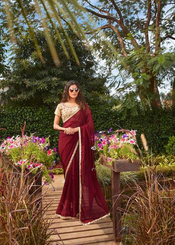 Adorn The Pretty Angelic Look Wearing This Heavy Saree In Fine Color Paired With Contrasting Yellow Colored Blouse With Work And Stich Wear. This Saree Is Fabricated On Georgette Paired With Art Silk Fabricated Blouse. Its Pretty Color Pallete Will Give An Attractive Look To Your Personality. 