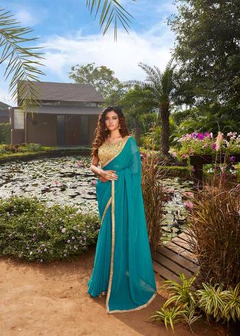 Adorn The Pretty Angelic Look Wearing This Heavy Saree In Fine Color Paired With Contrasting Yellow Colored Blouse With Work And Stich Wear. This Saree Is Fabricated On Georgette Paired With Art Silk Fabricated Blouse. Its Pretty Color Pallete Will Give An Attractive Look To Your Personality. 