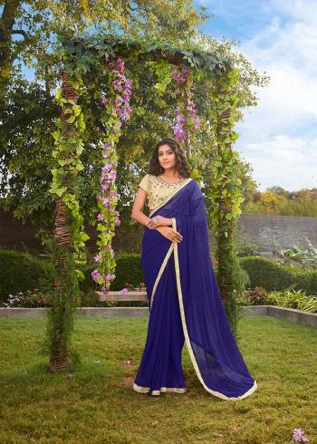 Adorn The Pretty Angelic Look Wearing This Heavy Saree In Fine Color Paired With Contrasting Yellow Colored Blouse With Work And Stich Wear. This Saree Is Fabricated On Georgette Paired With Art Silk Fabricated Blouse. Its Pretty Color Pallete Will Give An Attractive Look To Your Personality. 