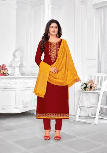 Here Is A Pretty Designer Straight Suit Suitable For The Upcoming Festive Season In This Lovely Color Paired With Dupatta. Its Top Is Fabricated On Jam Cotton Beautified With Minimal Elegant Embroidery Paired With Cotton Bottom and Wevon Jari Dupatta. Buy this Pretty Suit No.