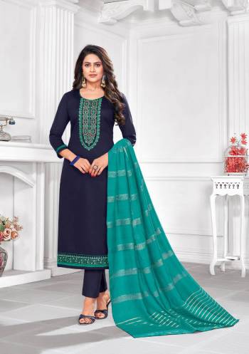 Here Is A Pretty Designer Straight Suit Suitable For The Upcoming Festive Season In This Lovely Color Paired With Dupatta. Its Top Is Fabricated On Jam Cotton Beautified With Minimal Elegant Embroidery Paired With Cotton Bottom and Wevon Jari Dupatta. Buy this Pretty Suit No.