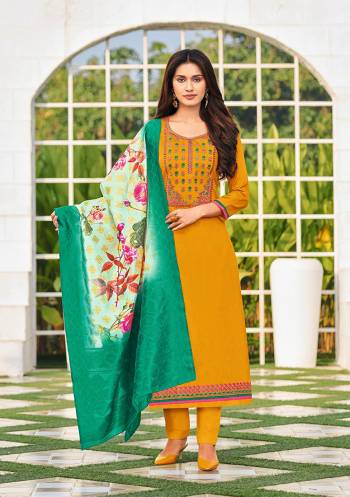 New And Unique Styled Multi,Sequance  Colored Designer Straight Suit Is Here In Top Paired With Contrasting and Dupatta. Its Top Is Fabricated On Jam Cotton Paired With Cotton Bottom And Its Dupatta Is Fabricated On Banarasi Jacquard With Digital Print.