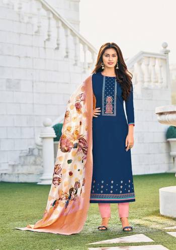 New And Unique Styled Multi,Sequance  Colored Designer Straight Suit Is Here In Top Paired With Contrasting and Dupatta. Its Top Is Fabricated On Jam Cotton Paired With Cotton Bottom And Its Dupatta Is Fabricated On Banarasi Jacquard With Digital Print.