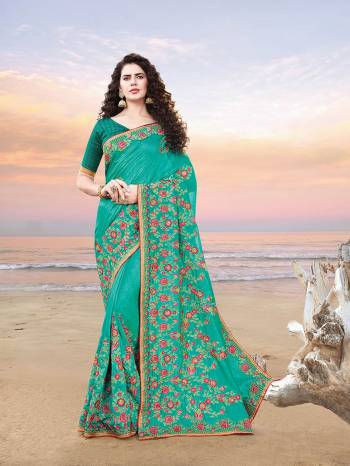 Adorn The Pretty Angelic Look Wearing This Heavy Designer Embroidery Saree In Fine Color Paired With Broket Blouse. This Saree Is Fabricated On Vichitra Silk Paired With Broket Fabricated Blouse. Its Pretty Color Pallete Will Give An Attractive Look To Your Personality. 