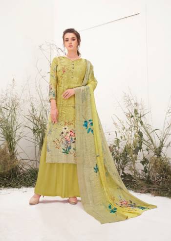 Grab This Pretty Digital Printed With Embroidery Dress Material In Mint Color. Its Top Are Fabricated On Muslin Paired Bottom Are Santoon With Chinon Fabricated Dupatta. Get This Stitched As Per Your Desired Fit And Comfort