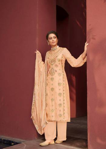 Look Pretty This In This Designer Straight Suit In Light Color. This Beautiful Dress Material Is Fabricated On Silk Minakari Jacquard Paired With Santoon Bottom And Chiffon Fabricated Dupatta With Embroidery. Buy Now. 