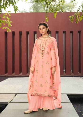 Look Pretty This In This Designer Straight Suit In Light Color. This Beautiful Dress Material Is Fabricated On Silk Minakari Jacquard Paired With Santoon Bottom And Chiffon Fabricated Dupatta With Embroidery. Buy Now. 