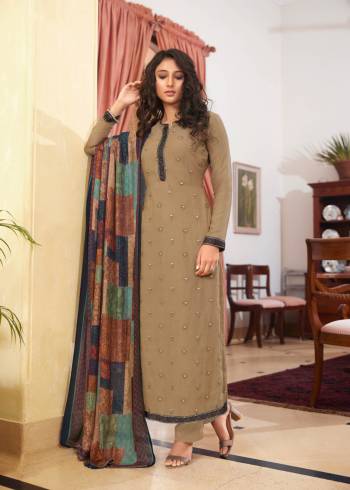 Grab This Pretty Embroidery Dress Material In Fine Color. Its Top Are Fabricated On Muslin Paired Bottom Are Santoon With Brazilian Silk Fabricated Dupatta With Fancy Print And Embroidery. Get This Stitched As Per Your Desired Fit And Comfort