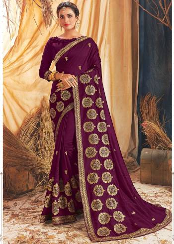 Grab This Pretty Elegant Looking Designer Saree In Dusty Color Paired With Canecting Colored Blouse. This Saree Vichitra Silk And Blouse Are Vichitra Silk Based Beautified With Embroidery Saree And Border. Buy Now.