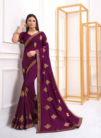 Adorn The Pretty Angelic Look Wearing This Heavy Designer Embroidery Butta Saree In Dark Color Paired With Blouse. This Saree Is Fabricated On Vichitra Silk Paired With Art Silk Fabricated Blouse. Its Pretty Color Pallete Will Give An Attractive Look To Your Personality. 