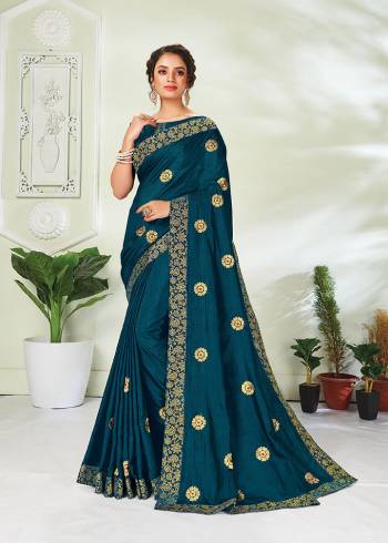 Celebrate This Festive Season In This Saree Paired with Blouse. This Saree Are Vichitra Silk and Blouse Are Art Silk Based Beautified With Detailed Embroidery Butta With Broket Border. 