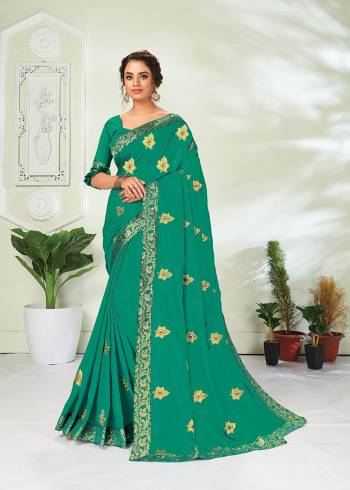 Celebrate This Festive Season In This Saree Paired with Blouse. This Saree Are Vichitra Silk and Blouse Are Art Silk Based Beautified With Detailed Embroidery Butta With Broket Border. 