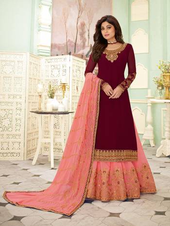 Grab This Pretty Embroidery Dress Material In Fine Color. Its Top Are Fabricated On Faux Georgette Paired Bottom Are Faux Georgette With Faux Georgette Fabricated Dupatta With Embroidery. Get This Stitched As Per Your Desired Fit And Comfort