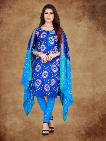 Simple Dress Material Is Here For Your Casual Wear In Bandhej Printed Top Paired With Contrasting Colored Bottom And Dupatta. Its Top Is Fabricated On Cotton Paired With Cotton Bottom And Cotton Dupatta. Its Fabric Is Durable And Easy To Care For. 

