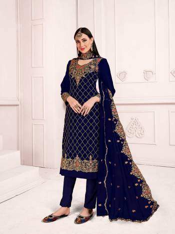 Flaunt Your Rich And Elegant Taste Wearing This Designer Embroidery And Stone Work Suit In Fine Color Paired With Same Colored Dupatta. Its Top Is Georgette Based Paired With Santoon Bottom and Georgette Fabricated Dupatta. Buy Now. 

