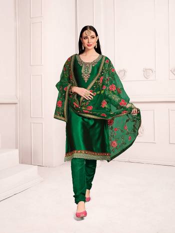 Flaunt Your Rich And Elegant Taste Wearing This Designer Embroidery And Stone Work Suit In Fine Color Paired With Same Colored Dupatta. Its Top Is Georgette Based Paired With Santoon Bottom and Net Fabricated Dupatta. Buy Now. 

