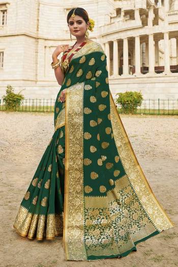 Adorn The Pretty Angelic Look Wearing This Heavy Wevon Designer Saree In Fine Color Paired With Matching Colored Blouse. This Saree Is Fabricated On Silk Paired With Silk Fabricated Blouse. Its Pretty Color Pallete Will Give An Attractive Look To Your Personality. 