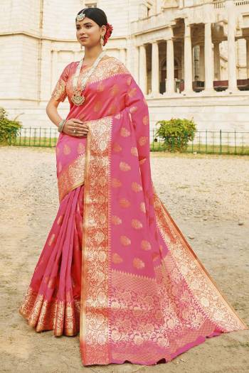 Adorn The Pretty Angelic Look Wearing This Heavy Wevon Designer Saree In Fine Color Paired With Matching Colored Blouse. This Saree Is Fabricated On Silk Paired With Silk Fabricated Blouse. Its Pretty Color Pallete Will Give An Attractive Look To Your Personality. 