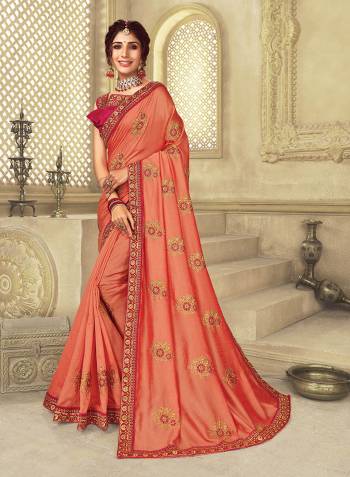 Adorn The Pretty Angelic Look Wearing This Heavy Designer Embroidery Butti Saree In Dusty Color Paired With Contrasting Colored Blouse. This Saree Is Fabricated On Vichitra  Silk Paired With Art Silk Fabricated Blouse. Its Pretty Color Pallete Will Give An Attractive Look To Your Personality. 