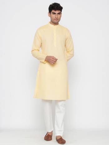 Grab This Amazing Pair Of Kurta And Payjama For Men Fabricated On Cotton. This Kurta Is Suitable For Festive Wear Or Any Wedding Functions. It Is Light In Weight and Can Be Paired With Any Kind Of Bottom Like Chudidar, Pyjama Or Even Denims. Its Fabric Is Soft Towards Skin And Avialable In All Sizes. Buy Now. 