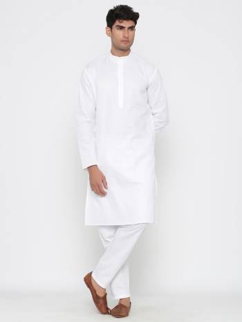 Grab This Amazing Pair Of Kurta And Payjama For Men Fabricated On Cotton. This Kurta Is Suitable For Festive Wear Or Any Wedding Functions. It Is Light In Weight and Can Be Paired With Any Kind Of Bottom Like Chudidar, Pyjama Or Even Denims. Its Fabric Is Soft Towards Skin And Avialable In All Sizes. Buy Now. 