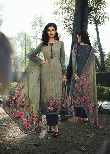 This Designer Suit In Lovely  Color.?Its Pretty Digital Printed Top Is Crepe Based Paired With Crepe Bottom And Georgette Fabricated Digital Printed Dupatta Which Gives An Attractive To The Suit.