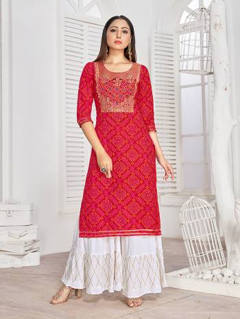 Grab This Readymade Long Kurti And Bottom In Fine Color Fabricated On Rayon Beautified With Embroidery. It Is Light In Weight And Easy To Carry All Day Long. 