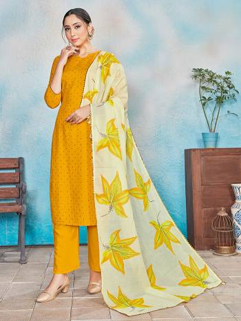 Simple and Elegant Looking Pretty Readymade Suits Is Here In Yellow Colored Top Bottom And Dupatta. Its Top IS Fabricated On Rayon Paired With Rayon Bottom And Dupatta With Foil Print. All Its Fabric Are Light Weight And Easy To Carry all Day Long. 

