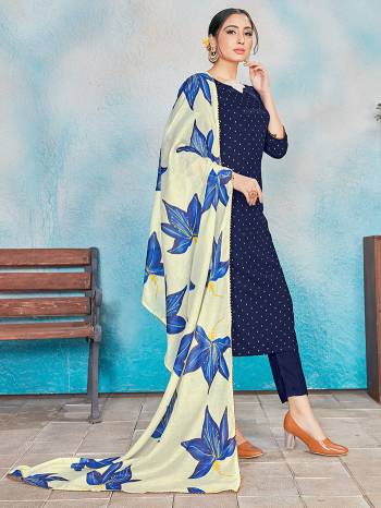 Simple and Elegant Looking Pretty Readymade Suits Is Here In Nevy Blue Colored Top Bottom And Dupatta. Its Top IS Fabricated On Rayon Paired With Rayon Bottom And Dupatta With Foil Print. All Its Fabric Are Light Weight And Easy To Carry all Day Long. 

