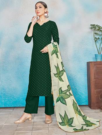 Simple and Elegant Looking Pretty Readymade Suits Is Here In Green Colored Top Bottom And Dupatta. Its Top IS Fabricated On Rayon Paired With Rayon Bottom And Dupatta With Foil Print. All Its Fabric Are Light Weight And Easy To Carry all Day Long. 

